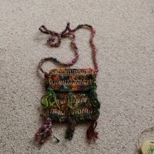 Kathmandu Multicolor Woven Crossbody Bag with Braided Strap